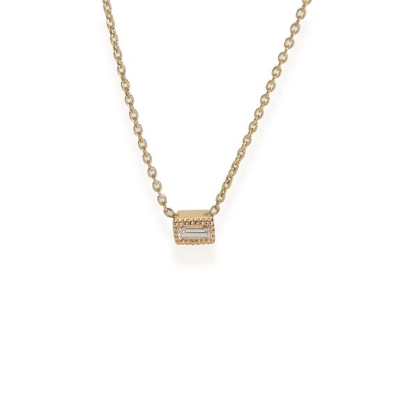 My Story The Bette Bezel Set Baguette Pendant in 14K Yellow Gold .09 Ct - Picture 1 of 2